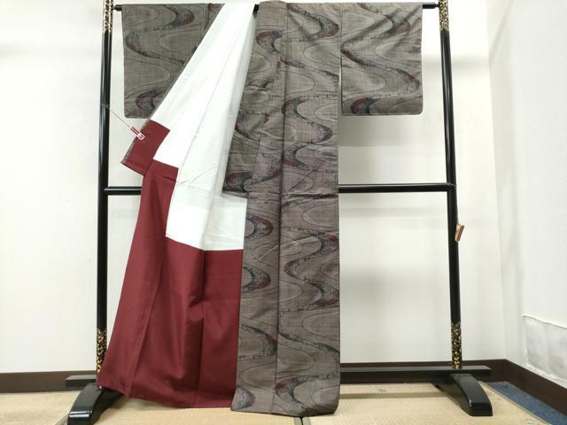 平和屋着物●本場大島紬　9マルキ　泥染め　道長吉祥文　正絹　逸品　未使用　CAAS6722yc