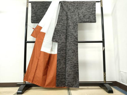 平和屋着物●本場大島紬 泥染め 葡萄 正絹 逸品 未使用 CAAS6725yc