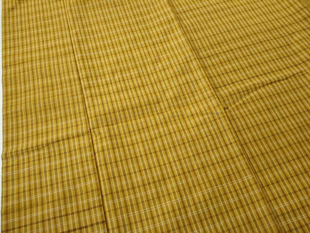 平和屋着物●黄八丈 紬 格子柄 正絹 逸品 CAAS6726yc