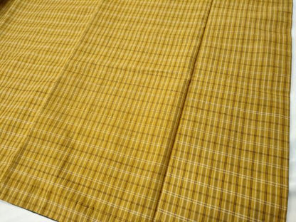 平和屋着物●黄八丈 紬 格子柄 正絹 逸品 CAAS6726yc