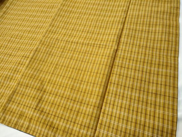 平和屋着物●黄八丈 紬 格子柄 正絹 逸品 CAAS6726yc
