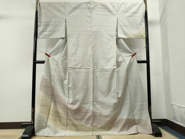 平和屋着物●石川県指定無形文化財 牛首紬 白山工房 訪問着 刺繍 霞文 正絹 逸品 CAAS6728yc