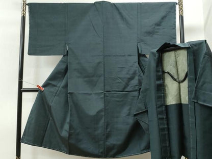 平和屋着物●男性 紬 アンサンブル 色無地 褐返色 正絹 逸品 未使用 CAAS6736yc