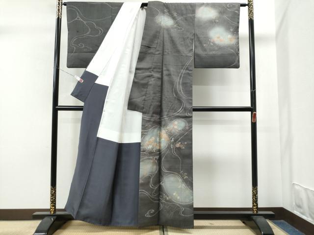 平和屋着物●訪問着 作家物 紬地 刺繍 正絹 逸品 CAAS6740yc