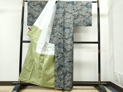 平和屋着物●都喜ヱ門　本場大島紬　9マルキ　遠山人物風景文　藤絹織物謹製　正絹　逸品　未使用　CAAS6741yc