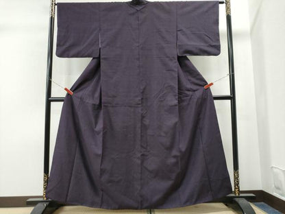 平和屋着物●本場結城紬　重要無形文化財　色無地　深紫色　正絹　逸品　CAAS6750yc