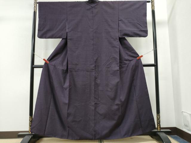平和屋着物●本場結城紬　重要無形文化財　色無地　深紫色　正絹　逸品　CAAS6750yc