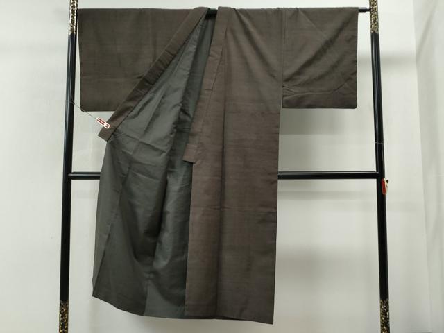 平和屋着物●男性 紬 アンサンブル 色無地 涅色 正絹 逸品 CAAS6763yc