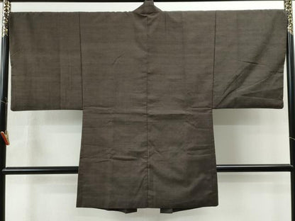 平和屋着物●男性 紬 アンサンブル 色無地 涅色 正絹 逸品 CAAS6763yc