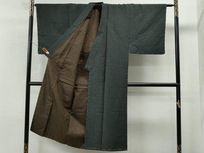 平和屋着物●男性 髭紬 アンサンブル 藍墨茶色 正絹 逸品 未使用 CAAS6770yc