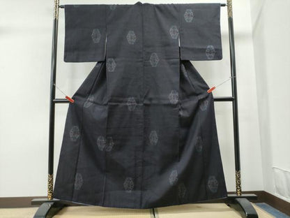 平和屋着物●結城紬 80亀甲 飛び亀甲 吉祥花文 正絹 逸品 CAAS6776yc