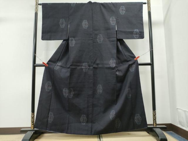 平和屋着物●結城紬 80亀甲 飛び亀甲 吉祥花文 正絹 逸品 CAAS6776yc