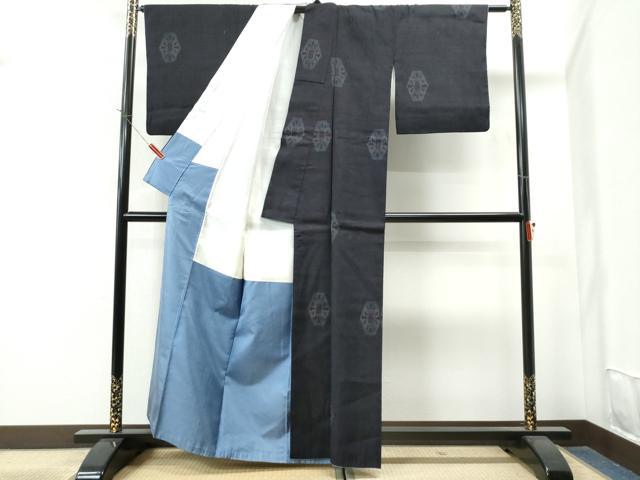 平和屋着物●結城紬 80亀甲 飛び亀甲 吉祥花文 正絹 逸品 CAAS6776yc
