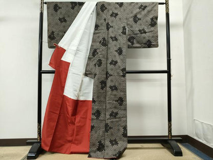 平和屋着物●本場大島紬 9マルキ 泥染め 菊尽くし 正絹 逸品 CAAS6782yc