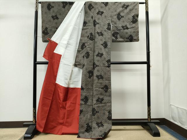 平和屋着物●本場大島紬 9マルキ 泥染め 菊尽くし 正絹 逸品 CAAS6782yc