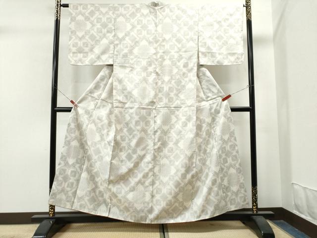 平和屋着物●本場大島紬 7マルキ 白大島 吉祥文 正絹 逸品 CAAS6789yc