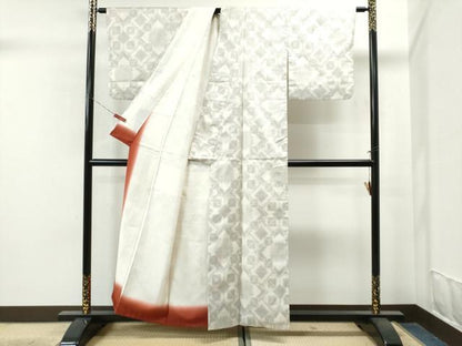 平和屋着物●本場大島紬 7マルキ 白大島 吉祥文 正絹 逸品 CAAS6789yc