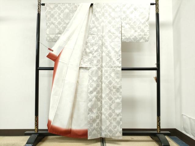 平和屋着物●本場大島紬 7マルキ 白大島 吉祥文 正絹 逸品 CAAS6789yc
