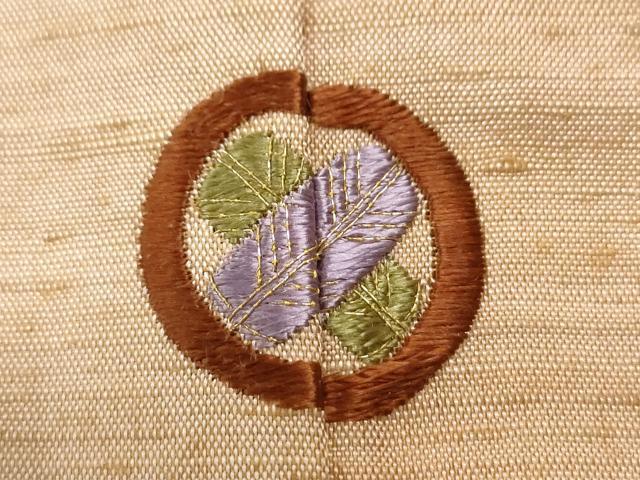 平和屋着物●訪問着　紬地　刺繍　枝花文　正絹　逸品　CAAS6803yc