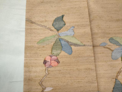 平和屋着物●訪問着　紬地　刺繍　枝花文　正絹　逸品　CAAS6803yc