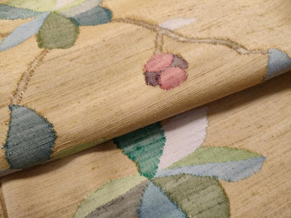 平和屋着物●訪問着　紬地　刺繍　枝花文　正絹　逸品　CAAS6803yc