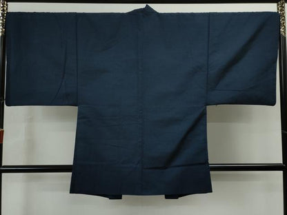 平和屋着物●男性　紬　アンサンブル　色無地　留紺色　正絹　逸品　CAAS6825yc