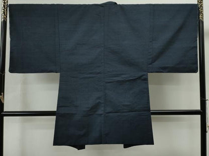 平和屋着物●男性 紬 アンサンブル 色無地 濃藍色 正絹 逸品 未使用 CAAS6827yc