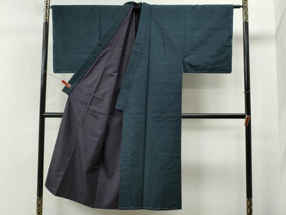 平和屋着物●男性 紬 アンサンブル 色無地 留紺色 正絹 逸品 未使用 CAAS6836yc