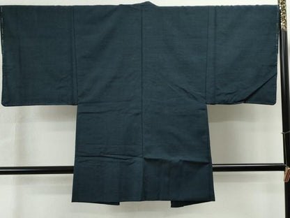 平和屋着物●男性 紬 アンサンブル 色無地 留紺色 正絹 逸品 未使用 CAAS6836yc