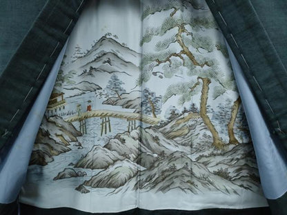 平和屋着物●男性 紬 アンサンブル 色無地 留紺色 正絹 逸品 未使用 CAAS6836yc