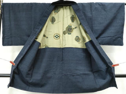 平和屋着物●男性 紬 アンサンブル 霞文 正絹 逸品 CAAS6843yc