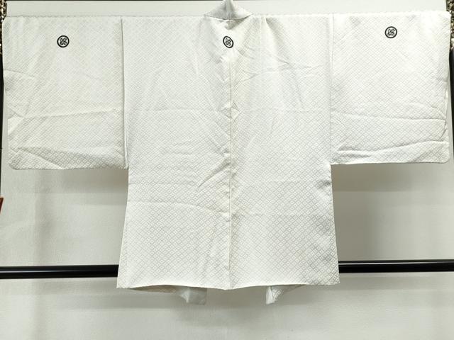 平和屋着物●男性　色紋付・羽織セット　菱吉祥文　正絹　逸品　CAAS6844yc