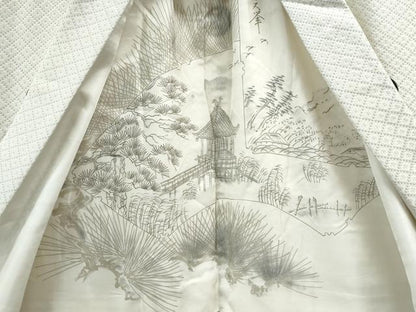 平和屋着物●男性　色紋付・羽織セット　菱吉祥文　正絹　逸品　CAAS6844yc
