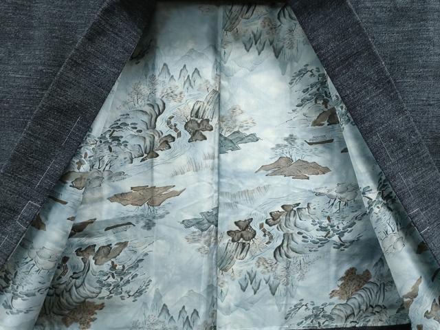 平和屋着物●男性　本場結城玉紬　アンサンブル　霞文　証紙付き　正絹　逸品　未使用　CAAS6851yc