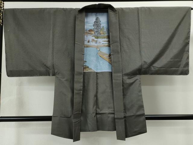 平和屋着物●男性　お召　アンサンブル　霞文　正絹　逸品　未使用　CAAS6857yc