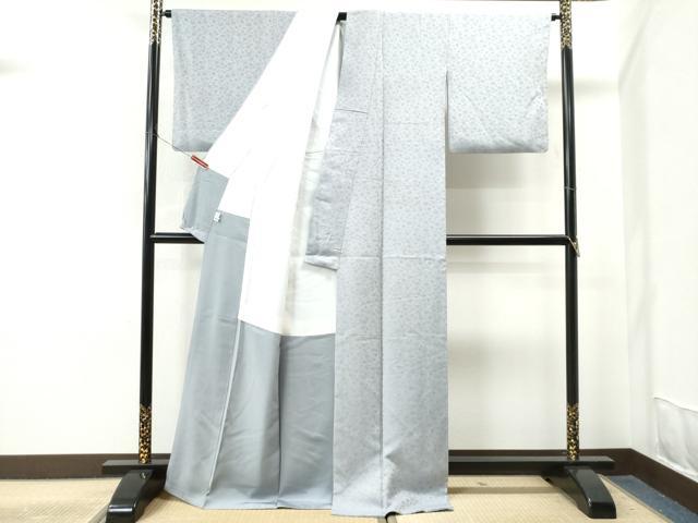 平和屋着物●上質な色無地　お召地　鳳凰草花地紋　白菫色　正絹　逸品　CAAS6861yc