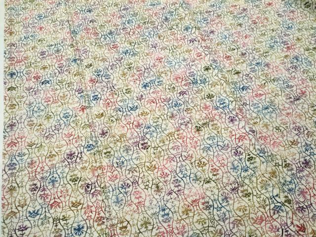 平和屋着物●上質な小紋　紬地　型染め　立涌草花文　正絹　逸品　CAAS6865yc