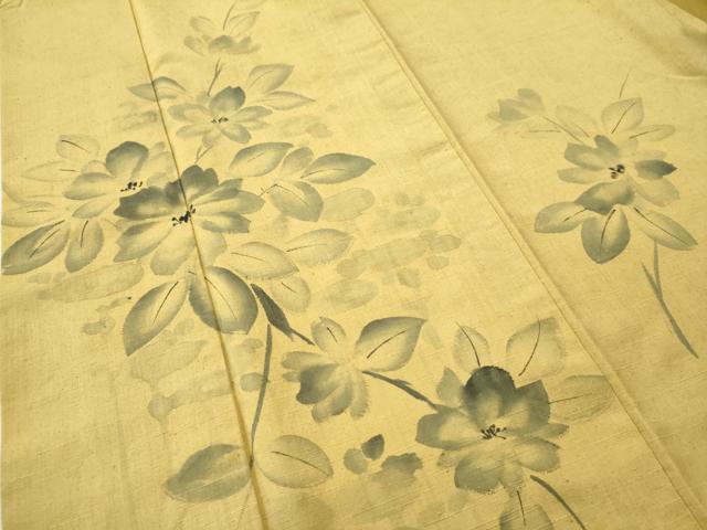 平和屋着物●訪問着 紬地 手描き 枝花文 正絹 逸品 CAAS6867yc