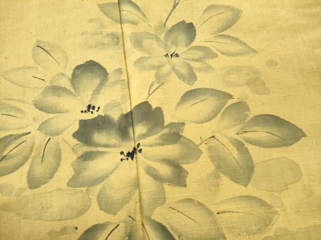 平和屋着物●訪問着 紬地 手描き 枝花文 正絹 逸品 CAAS6867yc