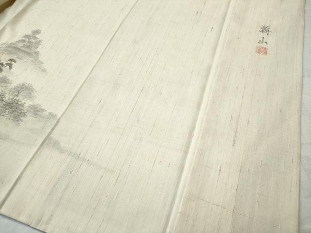 平和屋着物●訪問着 作家物 紬地 手描き 風景文 正絹 逸品 CAAS6869yc