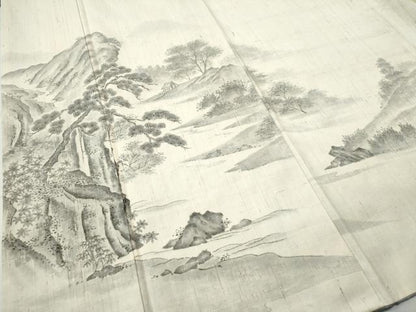 平和屋着物●訪問着 作家物 紬地 手描き 風景文 正絹 逸品 CAAS6869yc