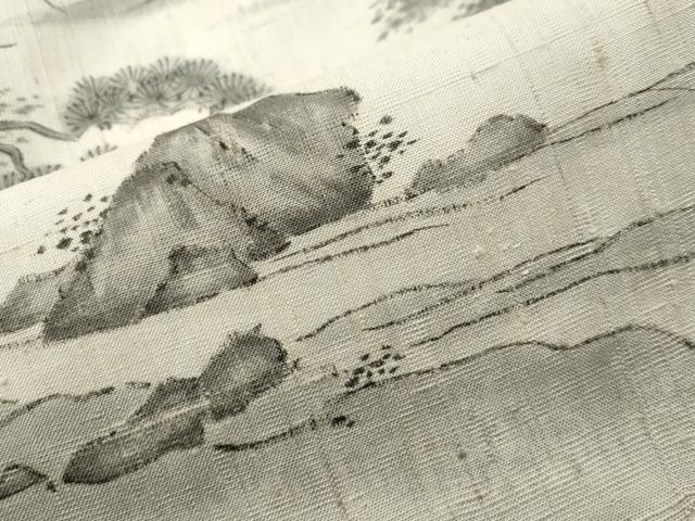 平和屋着物●訪問着 作家物 紬地 手描き 風景文 正絹 逸品 CAAS6869yc