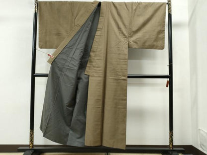 平和屋着物●男性 お召 アンサンブル 100亀甲 キングサイズ 正絹 逸品 CAAS6892yc