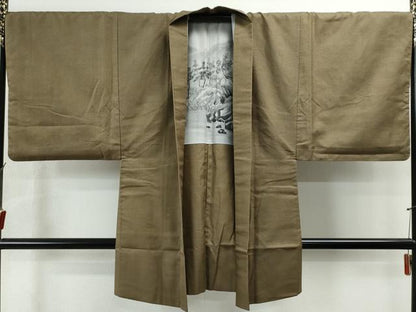 平和屋着物●男性 お召 アンサンブル 100亀甲 キングサイズ 正絹 逸品 CAAS6892yc