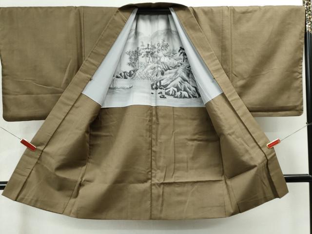 平和屋着物●男性 お召 アンサンブル 100亀甲 キングサイズ 正絹 逸品 CAAS6892yc