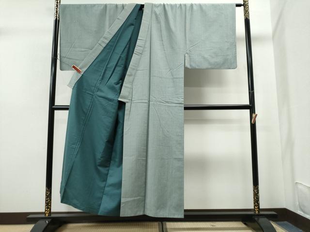 平和屋着物●男性 紬 アンサンブル 格子柄 キングサイズ 正絹 逸品 CAAS6896yc