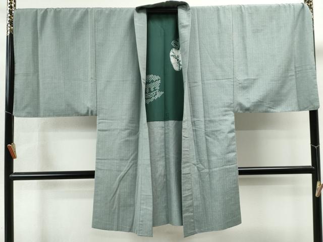 平和屋着物●男性 紬 アンサンブル 格子柄 キングサイズ 正絹 逸品 CAAS6896yc