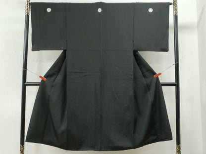平和屋着物●男性　黒紋付　正絹　逸品　CAAS6907yc