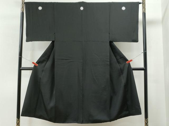 平和屋着物●男性　黒紋付　正絹　逸品　CAAS6907yc