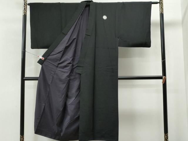 平和屋着物●男性　黒紋付　正絹　逸品　CAAS6907yc